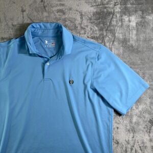 FG Tech Golf Polo Shirt USA Made Moisture Wicking Golf Embroider Blue Large